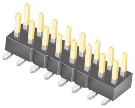 Samtec - TSM-108-01-L-DV - Samtec TSM 系列 16路 2.54mm节距 (2排) 直 引脚管座 TSM-108-01-L-DV, 焊接端接, 7A, 表面安装		