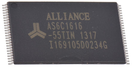 Alliance Memory - AS6C1616-55TIN - Alliance Memory AS6C1616-55TIN, 16Mbit SRAM 内存, 1024K x 16 位, 1MHz, 2.7 → 3.6 V, 48针 TSOP封装 