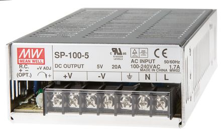 RS Pro - SP-100-5 - RS Pro 100W  ǶʽģʽԴ SMPS SP-100-5, 120  370 V dc, 85  264 V ac, 5V dc, 20A, 76%Ч, շװ		