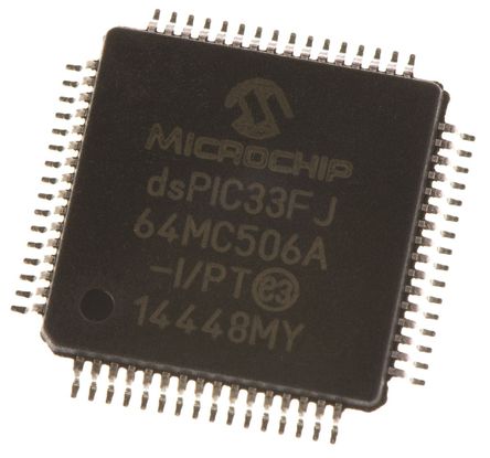 Microchip - dsPIC33FJ64MC506A-I/PT - Microchip dsPIC33F ϵ 16 bit dsPIC MCU dsPIC33FJ64MC506A-I/PT, 40MIPS, 64 kB ROM , 8 kB RAM, TQFP-64		
