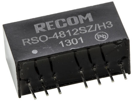 Recom - RSO-4812SZ/H3 - Recom RSO ϵ 1W ʽֱ-ֱת RSO-4812SZ/H3, 18  72 V ֱ, 12V dc, 83mA, 3kV dcѹ, SIPװ		