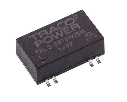 TRACOPOWER - THL 3-2415WISM - TRACOPOWER THL 3WISM ϵ 3W ʽֱ-ֱת THL 3-2415WISM, 9  36 V ֱ, 24V dc, 125mA, 1.5kV dcѹ, 80%Ч		