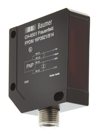 Baumer - FPDM 16P3921/S14 - Baumer FPDM 16P ϵ 4 m LED Դ ״  紫 FPDM 16P3921/S14, PNP, 4  M12 , IP67		