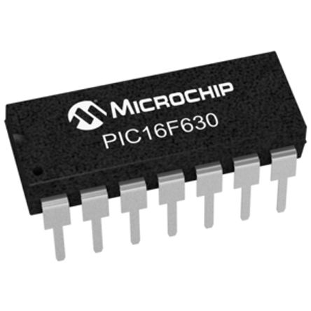 Microchip - PIC16F630-I/P - Microchip PIC16F ϵ 8 bit PIC MCU PIC16F630-I/P, 20MHz, 128B1024 x 14  ROM , 64 B RAM, PDIP-14		