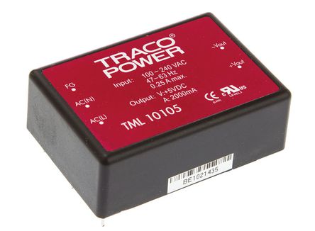 TRACOPOWER - TML 10105 - TRACOPOWER 10W  ǶʽģʽԴ SMPS TML 10105, 85  264 V ac, 85  370 V dc, 5V dc, 2A		