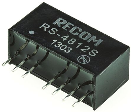 Recom - RS-4812S - Recom RS ϵ 2W ʽֱ-ֱת RS-4812S, 36  72 V ֱ, 12V dc, 166mA, 1kV dcѹ, 83%Ч, SIPװ		