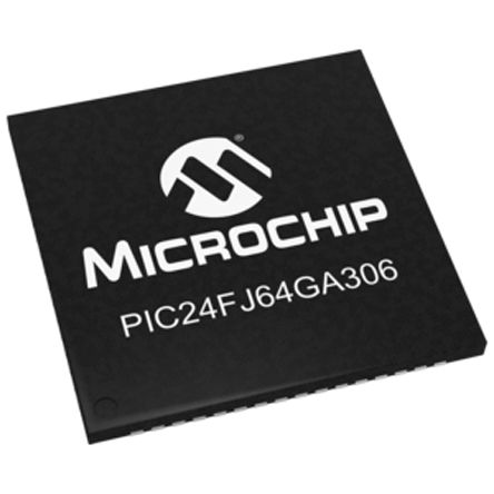 Microchip - PIC24FJ64GA306-I/MR - Microchip PIC24FJ ϵ 16 bit PIC MCU PIC24FJ64GA306-I/MR, 32MHz, 64 kB ROM , 8 kB RAM, QFN-64		