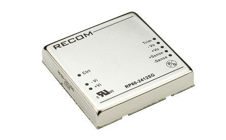 Recom - RP60-2412SG - Recom RP60 G ϵ 60W ʽֱ-ֱת RP60-2412SG, 18  36 V ֱ, 12V dc, 5A, 1.6kV dcѹ		