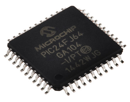 Microchip - PIC24FJ64GA104-I/PT - Microchip PIC24FJ ϵ 16 bit PIC MCU PIC24FJ64GA104-I/PT, 32MHz, 64 kB ROM , 8 kB RAM, TQFP-44		