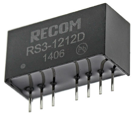 Recom - RS3-1212D - Recom RS3 ϵ 3W ʽֱ-ֱת RS3-1212D, 9  18 V ֱ, 12V dc, 125mA, 500V acѹ, SIPװ		