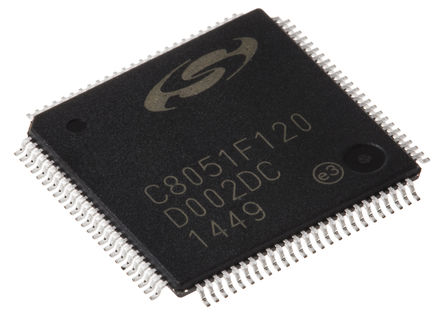Silicon Labs - C8051F120-GQ - C8051F ϵ Silicon Labs 8 bit 8051 MCU C8051F120-GQ, 100MHz, 128 kB ROM , 8448 B RAM, TQFP-100		