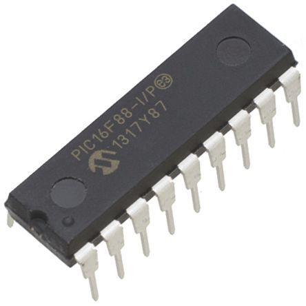 Microchip - PIC16F88-I/P - Microchip PIC16F ϵ 8 bit PIC MCU PIC16F88-I/P, 20MHz, 256 B7168 B ROM , 368 B RAM, PDIP-18		