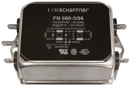 Schaffner - FN660-16-06 - Schaffner FN 660 ϵ 16A 250 V , 400Hz װ RFI ˲ FN660-16-06, ˿Ӷ		