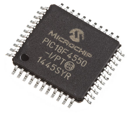Microchip - PIC18F4550-I/PT - Microchip PIC18F ϵ 8 bit PIC MCU PIC18F4550-I/PT, 48MHz, 32 kB256 B ROM , 2048 B RAM, 1xUSB, TQFP-44		