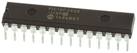 Microchip - PIC18F2520-I/SP - Microchip PIC18F ϵ 8 bit PIC MCU PIC18F2520-I/SP, 40MHz, 32 kB256 B ROM , 1536 B RAM, SPDIP-28		