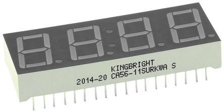 Kingbright - CA56-11SURKWA - Kingbright 4ַ 7  ɫ LED  CA56-11SURKWA, 24 mcd, ҲС, 14.2mmַ, ͨװװ		