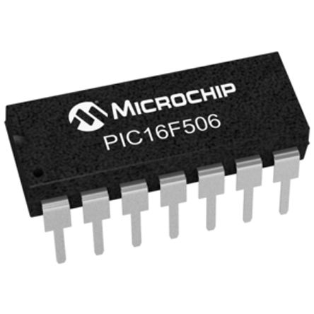 Microchip - PIC16F506-I/P - Microchip PIC16F ϵ 8 bit PIC MCU PIC16F506-I/P, 20MHz, 1024 x 12  ROM , 67 B RAM, PDIP-14		