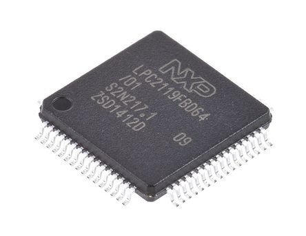 NXP - LPC2119FBD64/01,15 - LPC21 ϵ NXP 16/32 bit ARM7TDMI-S MCU LPC2119FBD64/01,15, 60MHz, 128 kB ROM , 16 kB RAM, LQFP-64		