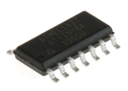 Microchip - ATTINY84-20SSU - Microchip ATtiny ϵ 8 bit AVR MCU ATTINY84-20SSU, 20MHz, 512 B8 kB ROM , 512 B RAM, SOIC-14		