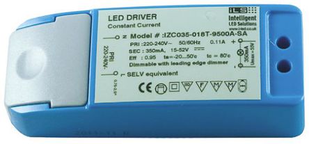 Intelligent LED Solutions - IZC035-018T-9500A-SA - Intelligent LED Solutions LED  IZC035-018T-9500A-SA, 220  240 V, 15  52V, 350mA, 18W		