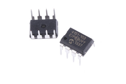 Microchip - MCP4151-103E/P - Microchip MCP4151-103E/P 10kΩ 257位置 线性 数字电位计, 串行 - SPI接口, 8引脚 PDIP封装		