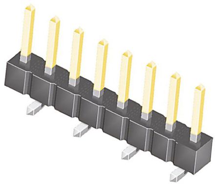 Samtec - TSM-108-02-L-SV - Samtec TSM 系列 8路 2.54mm节距 (1排) 直 引脚管座 TSM-108-02-L-SV, 焊接端接, 7A, 表面安装		