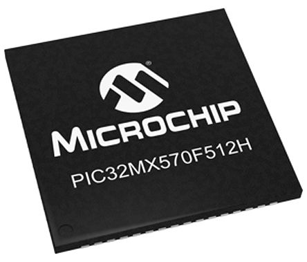 Microchip - PIC32MX570F512H-I/MR - Microchip PIC32MX ϵ 32 bit PIC MCU PIC32MX570F512H-I/MR, 50MHz, 512 kB ROM , 64 kB RAM, 1xUSB, QFN-64		