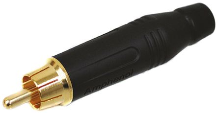 Amphenol - ACPR-BLK - Amphenol 黑色 RCA 插头 ACPR-BLK, 电缆安装, 镀金触点		