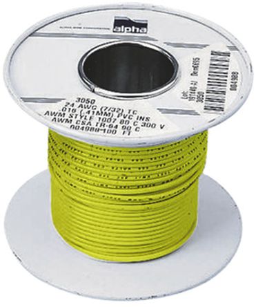 Alpha Wire - 3057 YL005 - Alpha Wire 30m ɫ 16 AWG UL1007 о ڲߵ 3057 YL005, 1.32 mm2 , 26/0.25 mm оʾ, 300 V		