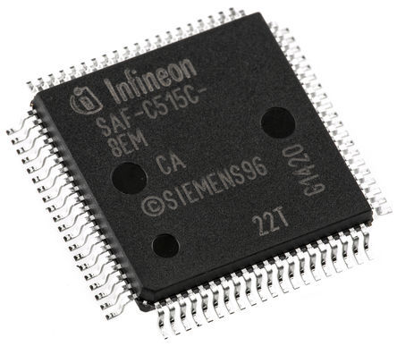 Infineon - SAF-C515C-8EM CA - Infineon C515C ϵ 8 bit 8051 MCU SAF-C515C-8EM CA, 10MHz, 64 kB ROM OTP, 2.25 kB RAM, MQFP-80		