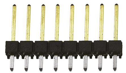 Samtec - TSW-108-14-L-S - Samtec TSW 系列 8路 2.54mm节距 (1排) 直 引脚管座 TSW-108-14-L-S, 焊接端接, 7.6A, 通孔		