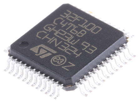 STMicroelectronics - STM32F100C4T6B - STMicroelectronics STM32F ϵ 32 bit ARM Cortex M3 MCU STM32F100C4T6B, 24MHz, 16 kB ROM , 4 kB RAM, LQFP-48		