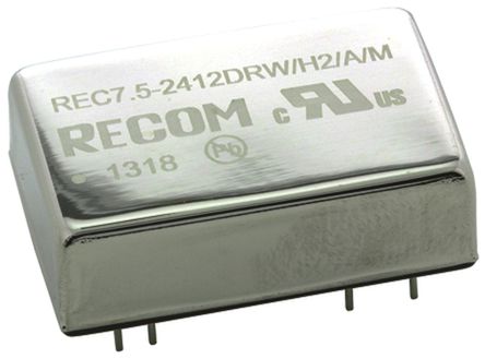 Recom - REC7.5-2412DRW/H2/A/M - Recom REC7.5 ϵ 7.5W ʽֱ-ֱת REC7.5-2412DRW/H2/A/M, 18  36 V ֱ, 12V dc, 312mA, 2kV dcѹ		