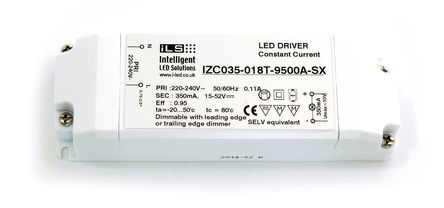 Intelligent LED Solutions - IZC035-018T-9500A-SX - Intelligent LED Solutions IZC ϵ LED  IZC035-018T-9500A-SX, 15  52V, 350mA, 18W		