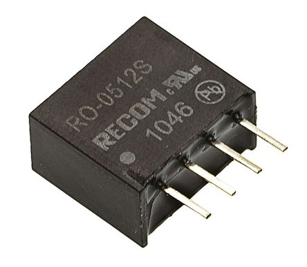 Recom - RO-0512S - Recom RO ϵ 1W ʽֱ-ֱת RO-0512S, 4.5  5.5 V ֱ, 12V dc, 83mA, 1kV dcѹ, SIPװ		