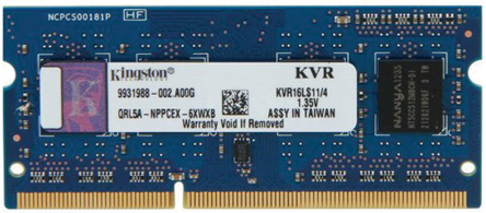 Kingston - KVR16LS11/4 - Kingston 4 GB DDR3 1600MHz /ʼǱ ڴģ KVR16LS11/4, SODIMM		