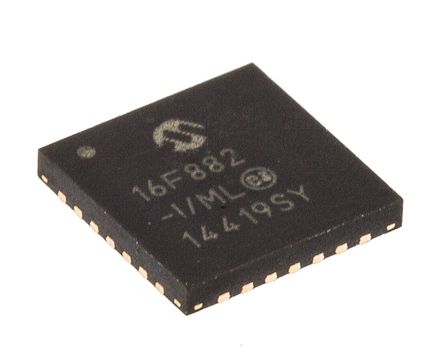 Microchip - PIC16F882-I/ML - Microchip PIC16F ϵ 8 bit PIC MCU PIC16F882-I/ML, 20MHz, 2048 x 14 ֣128 B ROM , 128 B RAM, QFN-28		