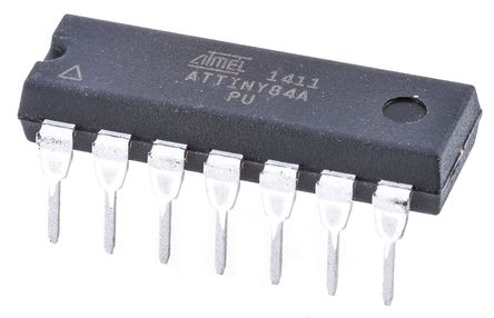Microchip - ATTINY84A-PU - ATtiny ϵ Microchip 8 bit AVR MCU ATTINY84A-PU, 20MHz, 8 kB ROM , 512 B RAM, PDIP-14		