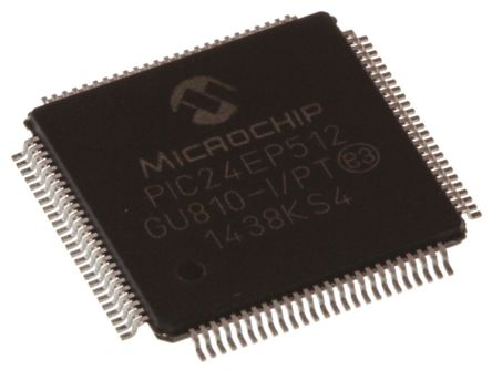 Microchip - PIC24EP512GU810-I/PT - PIC24EP ϵ Microchip 16 bit PIC MCU PIC24EP512GU810-I/PT, 70MHz, 536 kB ROM , 52 kB RAM, 1xUSB, TQFP-100		