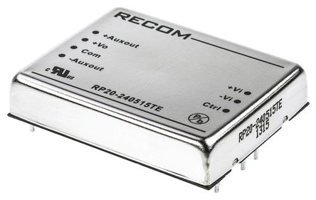 Recom - RP20-240515TE - Recom 20W ʽֱ-ֱת RP20-240515TE, 18  36 V ֱ, 5 V dc, 15 V dc, 0.25 A, 2 A, 1.6kV dcѹ		