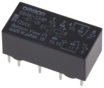 Omron - G6AK234PSTUS12DC - Omron G6AK234PSTUS12DC ˫˫ PCB װ ̵, 12V dc, źӦ		