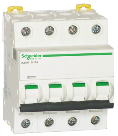 Schneider Electric - A9F29404 - Schneider Electric Acti 9 iC65H ϵ 4 4 A MCB A9F29404, 70 kA Ͽ, D բ		