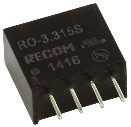 Recom - RO-3.315S - Recom RO ϵ 1W ʽֱ-ֱת RO-3.315S, 2.97  3.63 V ֱ, 15V dc, 66mA, 1kV dcѹ, SIPװ		