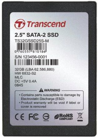 Transcend - TS32GSSD25S-M - Transcend 32 GB 2.5 in.  ̬Ӳ TS32GSSD25S-M, SATA II ӿ		