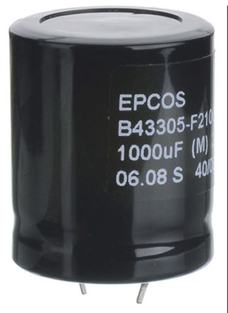 EPCOS - B43305A9108M000 - EPCOS B43305 ϵ 400 V ֱ 1000F ͨ  B43305A9108M000, 20%ݲ, 140m(ֵ), +85C, B43305װ		