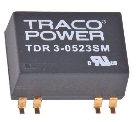 TRACOPOWER - TDR 3-0523SM - TRACOPOWER TDR 3SM ϵ 3W ʽֱ-ֱת TDR 3-0523SM, 4.5  9 V ֱ, 15V dc, 100mA, 1.5kV dcѹ, 81%Ч		