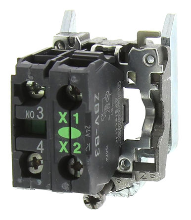 Schneider Electric - ZB4BW0B31 - Schneider Electric XB4 系列 接触块和照明块 ZB4BW0B31, 1 常开, 24 V 交流/直流, 绿色 LED, 螺钉接端		