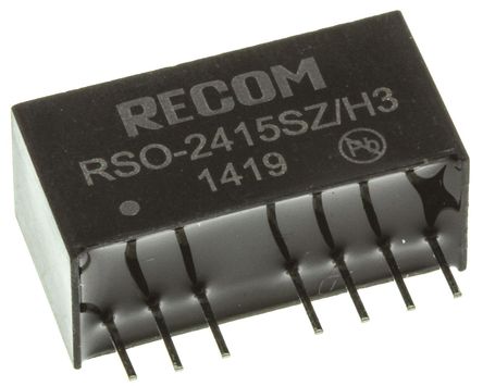 Recom - RSO-2415SZ/H3 - Recom RSO ϵ 1W ʽֱ-ֱת RSO-2415SZ/H3, 9  36 V ֱ, 15V dc, 67mA, 3kV dcѹ, SIPװ		