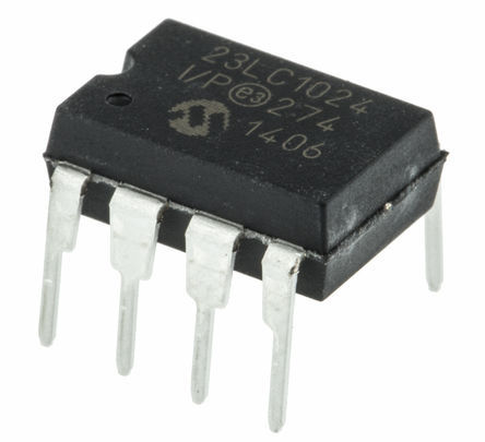 Microchip - 23LC1024-I/P - Microchip 23LC1024-I/P, 1Mbit SRAM ڴ, 128K  x 8 λ, 20MHz, 2.5  5.5 V, 8 PDIPװ		