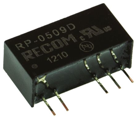 Recom - RP-0509D - Recom RP ϵ 1W ʽֱ-ֱת RP-0509D, 9V dc, 56mA, 5.2kV dcѹ, 75%Ч, SIPװ		